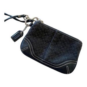 Coach black zipper wristlet with strap